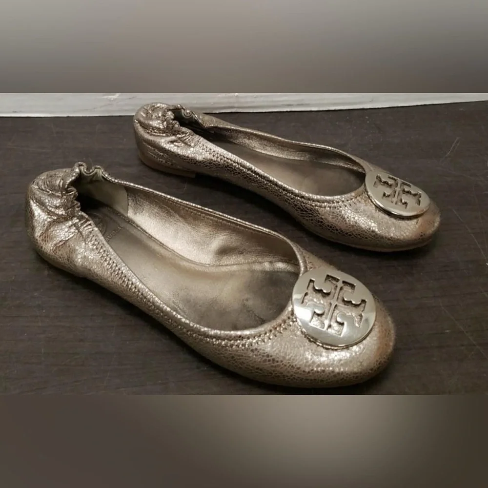Tory Burch Minnie ballet metallic flats Sz 8 M
